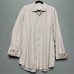 Robert Graham Plaid Button Down Blue Cream Men’s Size 46-18